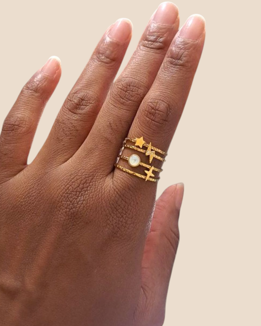 Bague ouverte femme en acier inoxydable doré