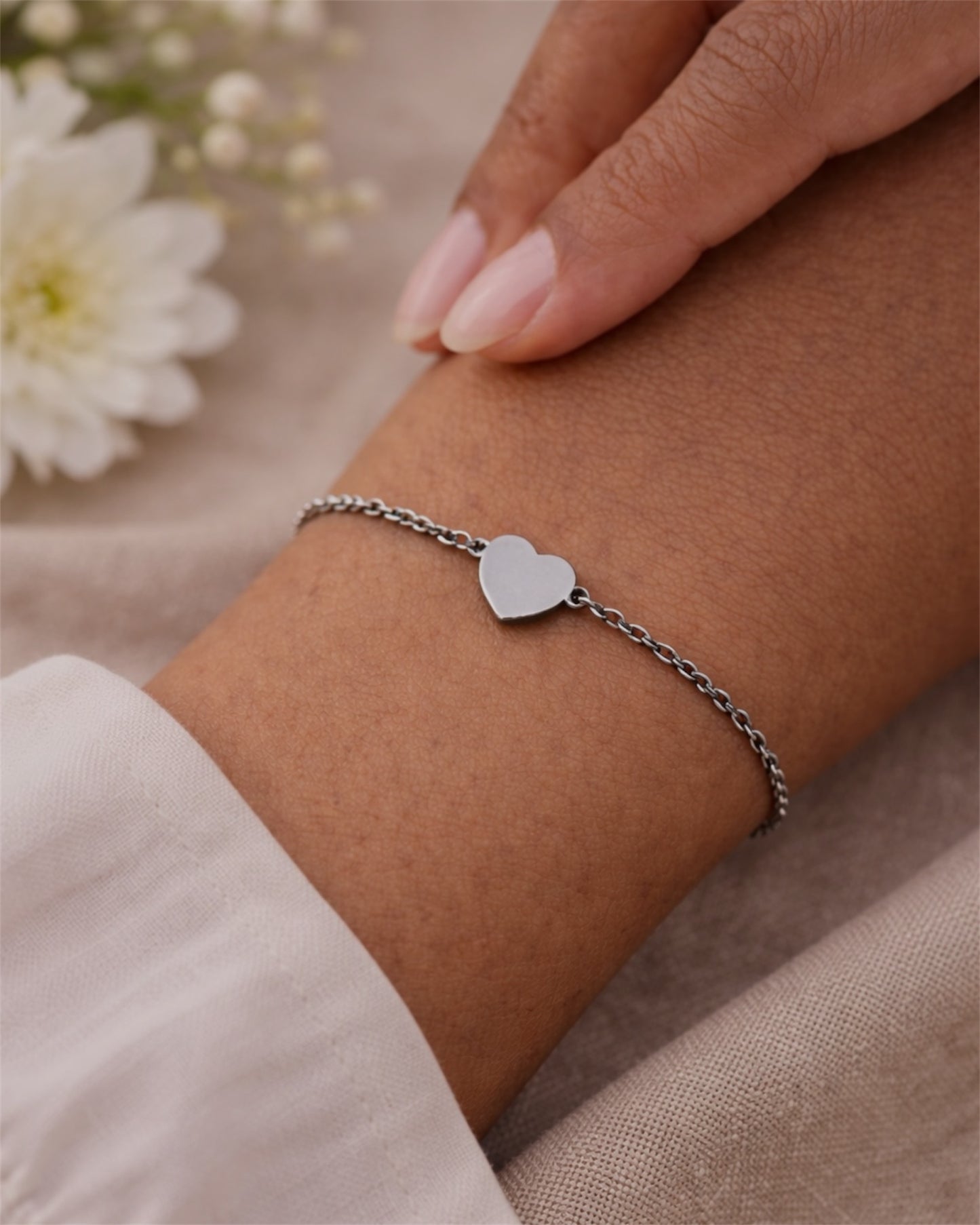 Bracelet fin femme argenté en acier inoxydable
