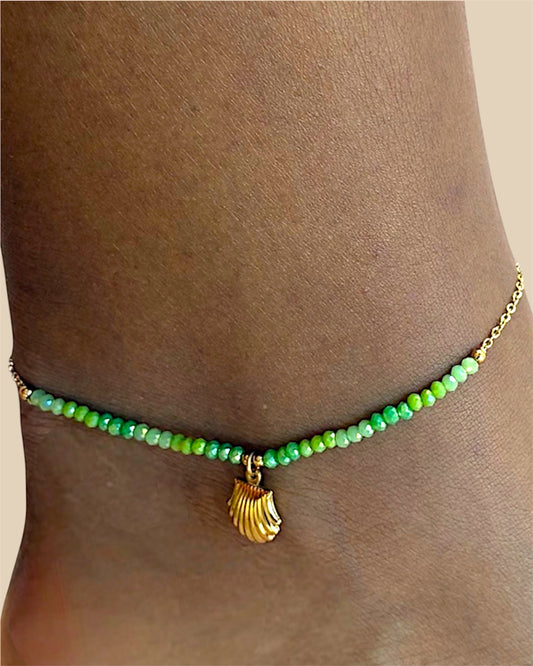Pearl and shell anklet