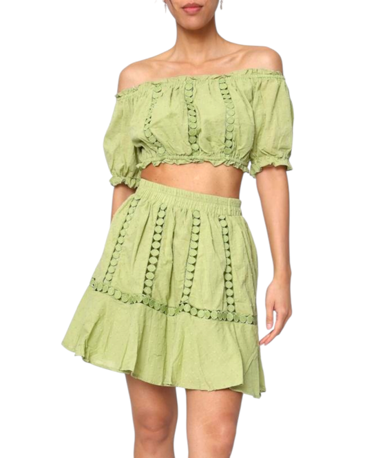 Ensemble Vert : Top Epaules dénudées et Jupe - MY SWIMWEARS SHOP