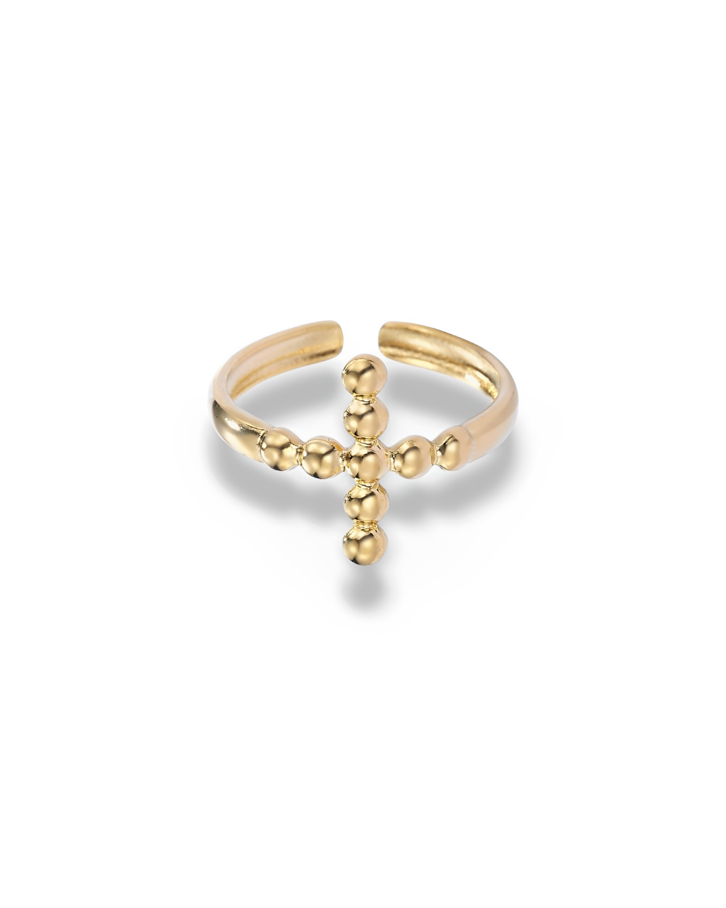 Bague croix ajustable acier inoxydable doré