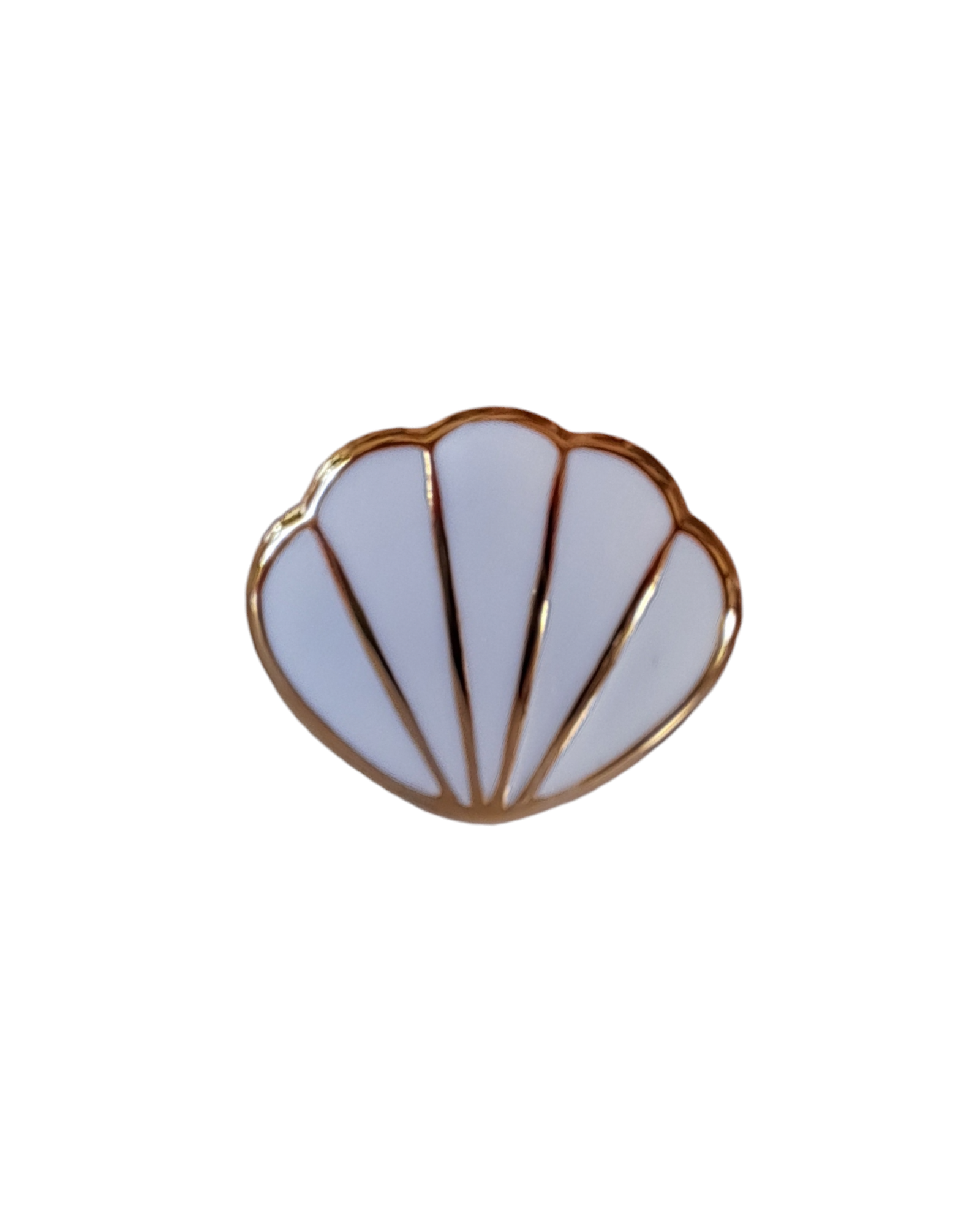 bague coquillage blanc en acier inoxydable doré