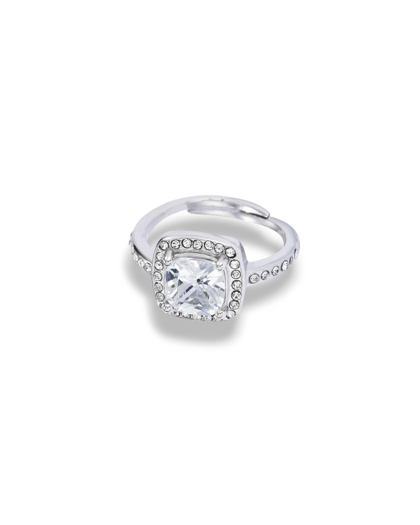 bague solitaire acier inoxydable argenté