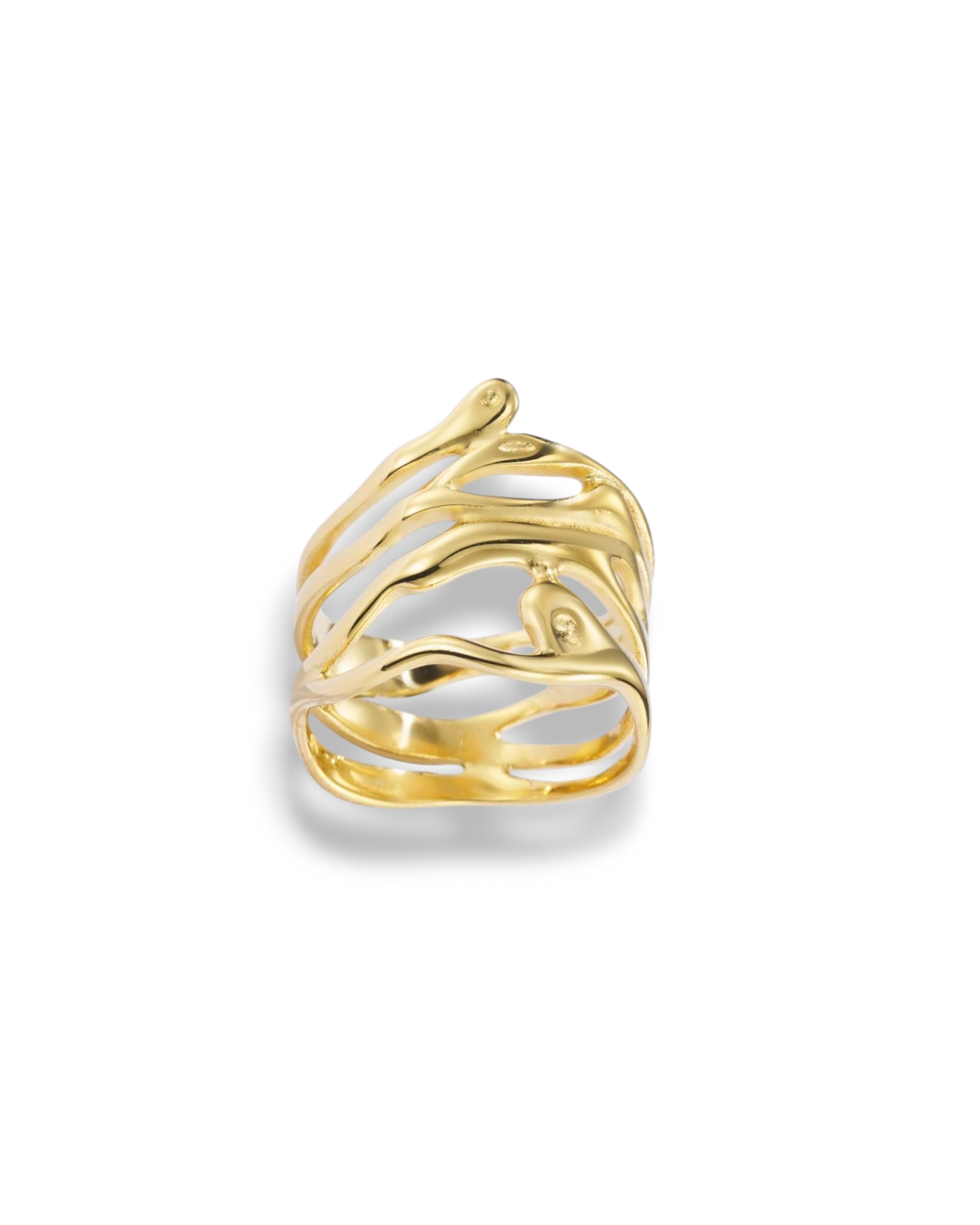 bague en acier inoxydable dore avec design moderne