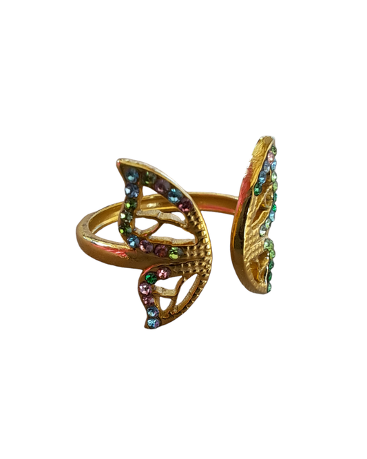 bague papillon en acier inoxydable doré