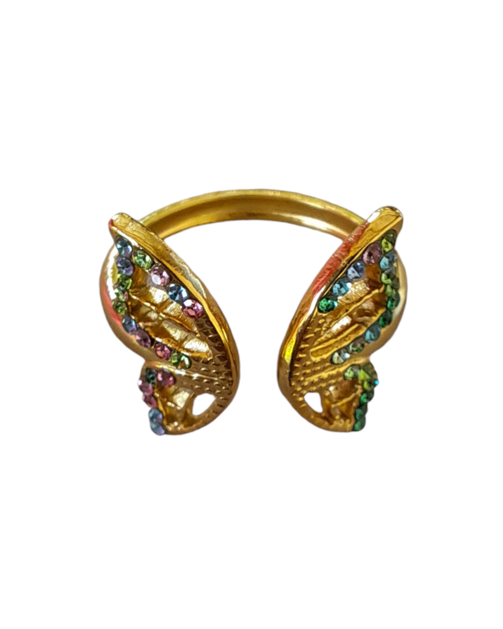 bague papillon en acier inoxydable doré