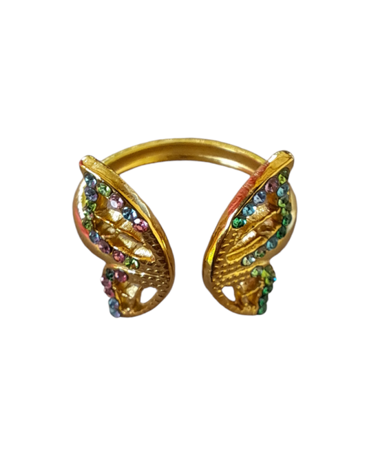 bague papillon en acier inoxydable doré
