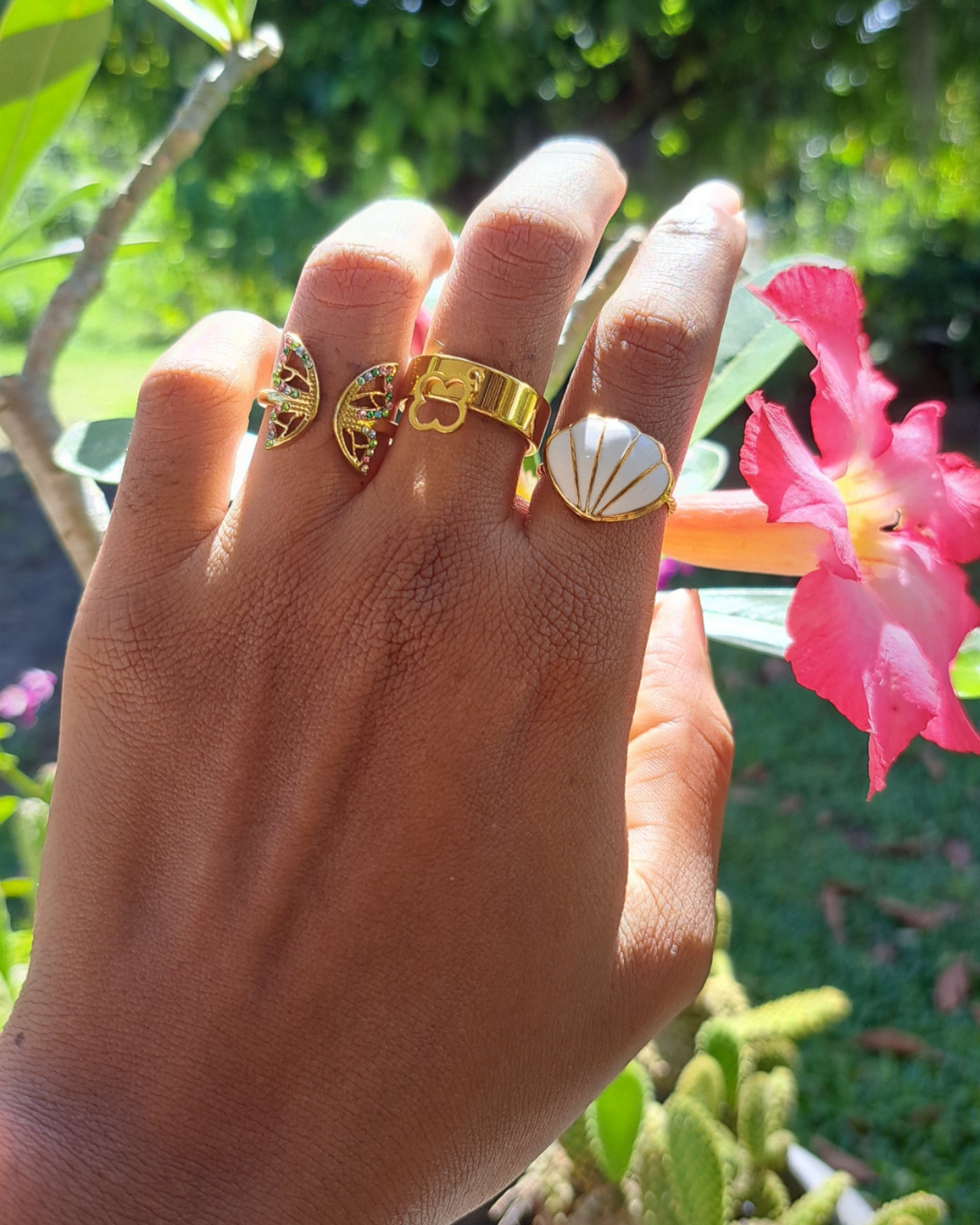 bague papillon en acier inoxydable dore