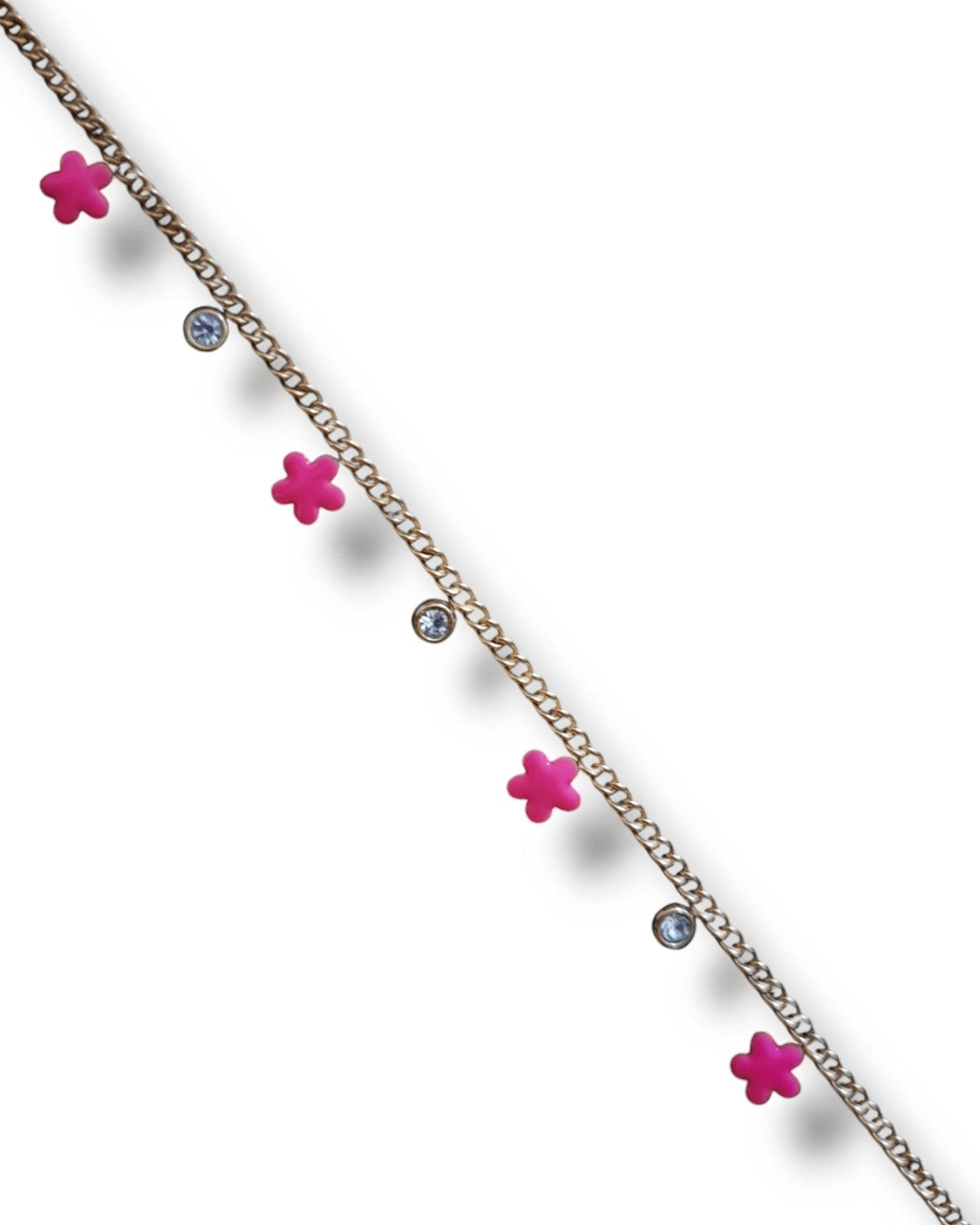 BRACELET ACIER INOXYDABLE FLEUR ROSE - MY SWIMWEAR'S SHOP