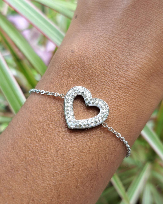 BRACELET COEUR ZIRCONIUM ET ACIER INOXYDABLARGENTÉ - MY SWIMWEAR'S SHOP