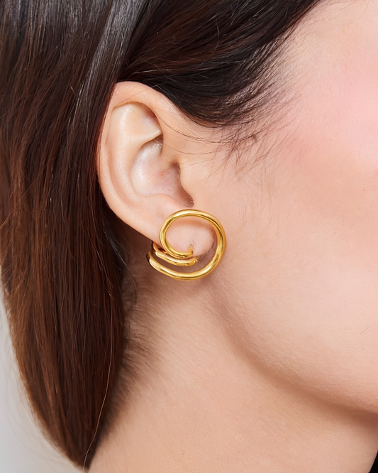 Boucle d'Oreilles Design DELILA - Acier Inoxydable Doré