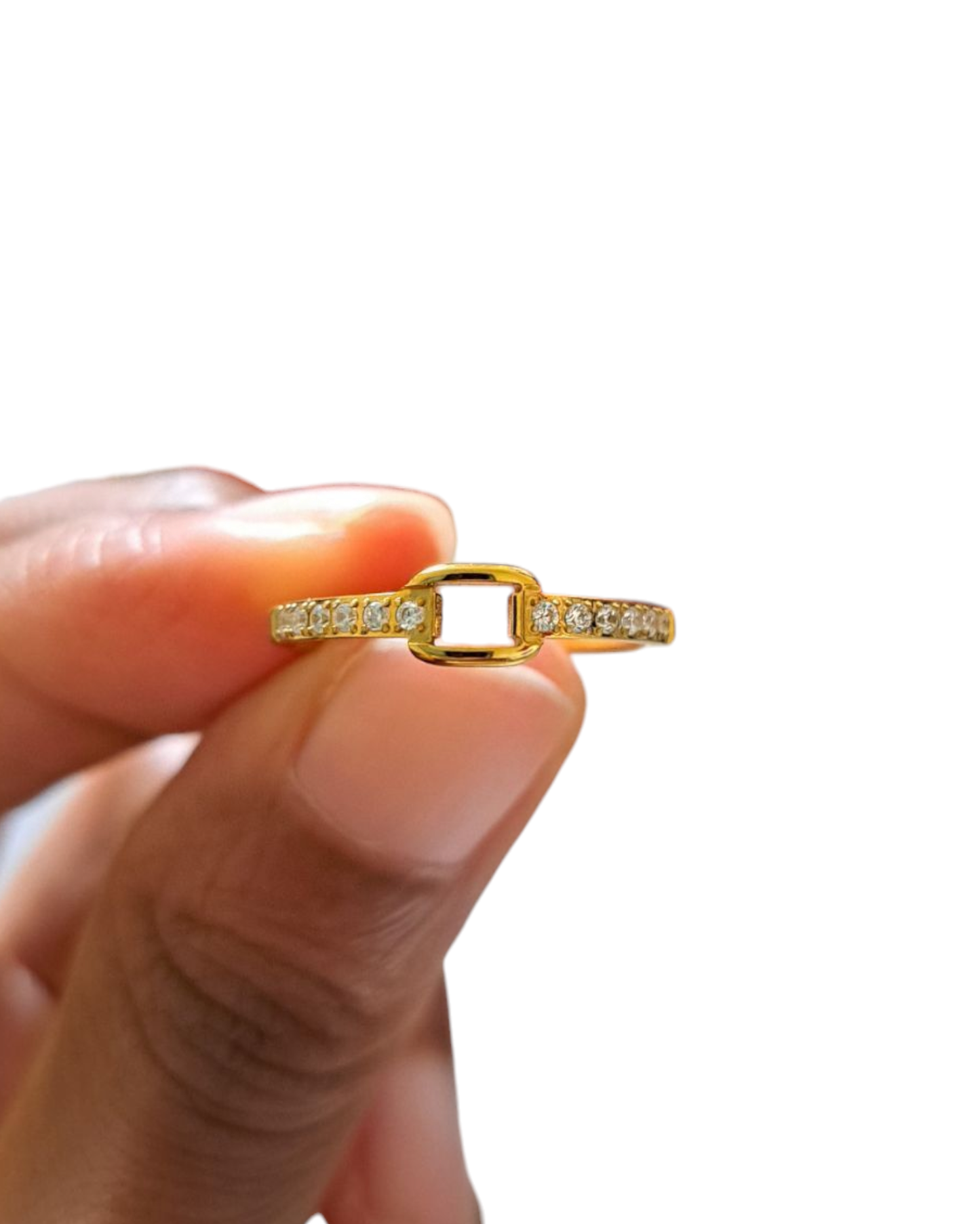 Bague HARMONIE - Acier Inoxydable Doré Sertie De Zirconium