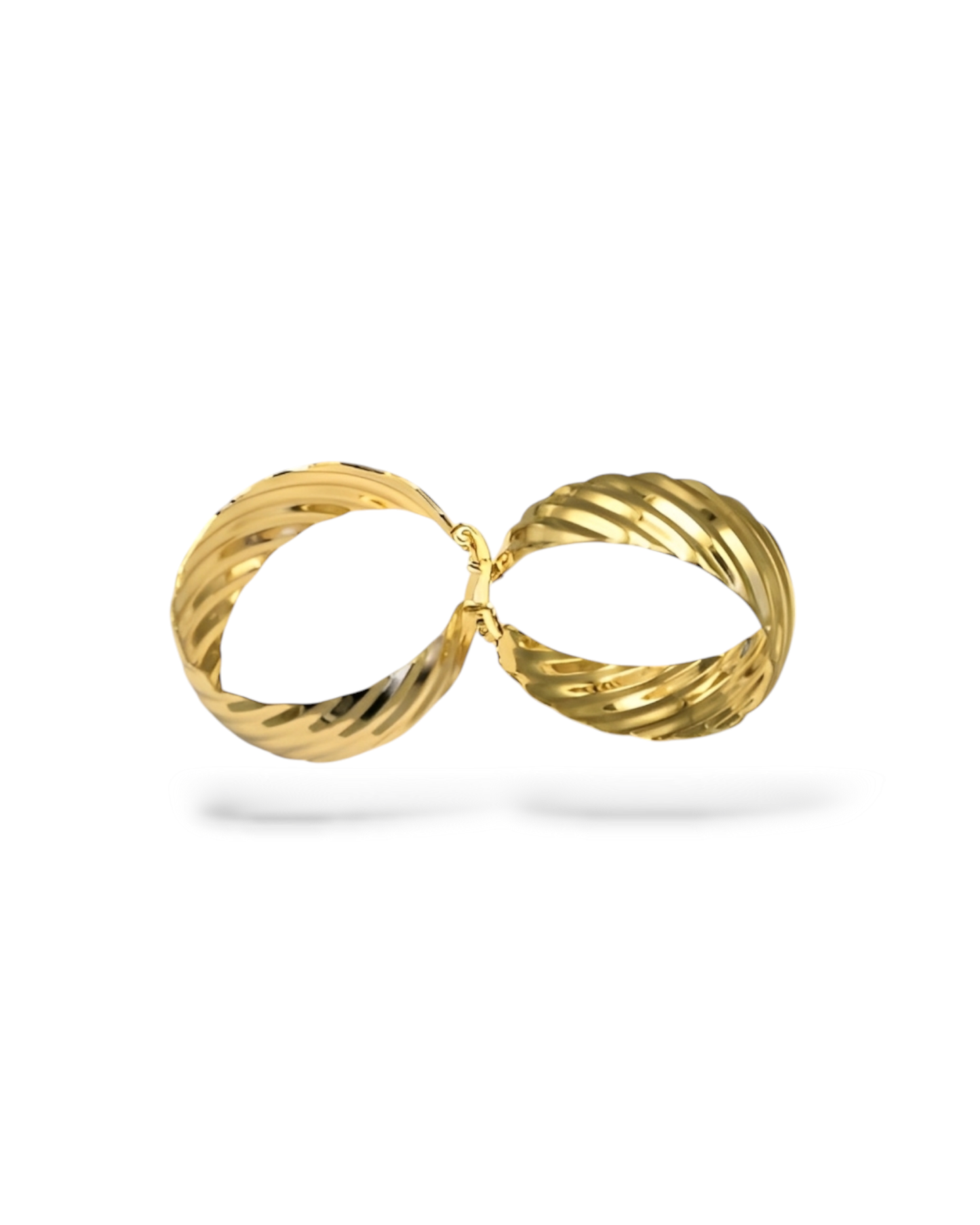 Boucles D'oreilles Créoles ORANE - Striées Et En Acier Inoxydable Doré