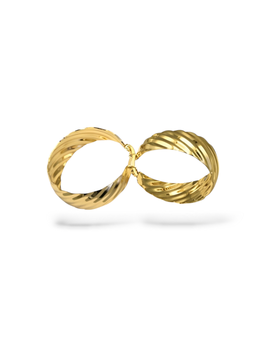 Boucles D'oreilles Créoles ORANE - Striées Et En Acier Inoxydable Doré