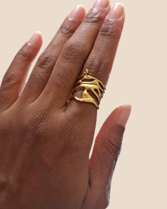 Bague en acier inoxydable doré