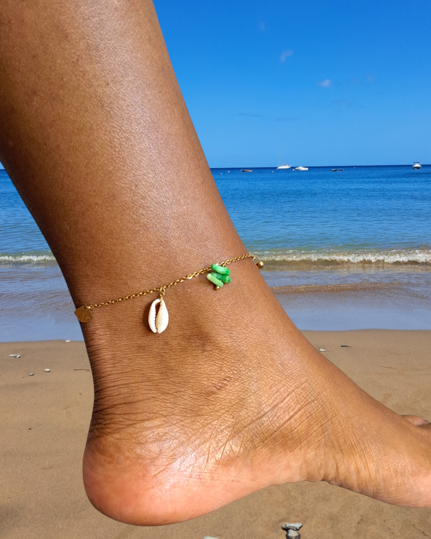 Chaine de Cheveille Coquillage Perles Acier Inoxydable