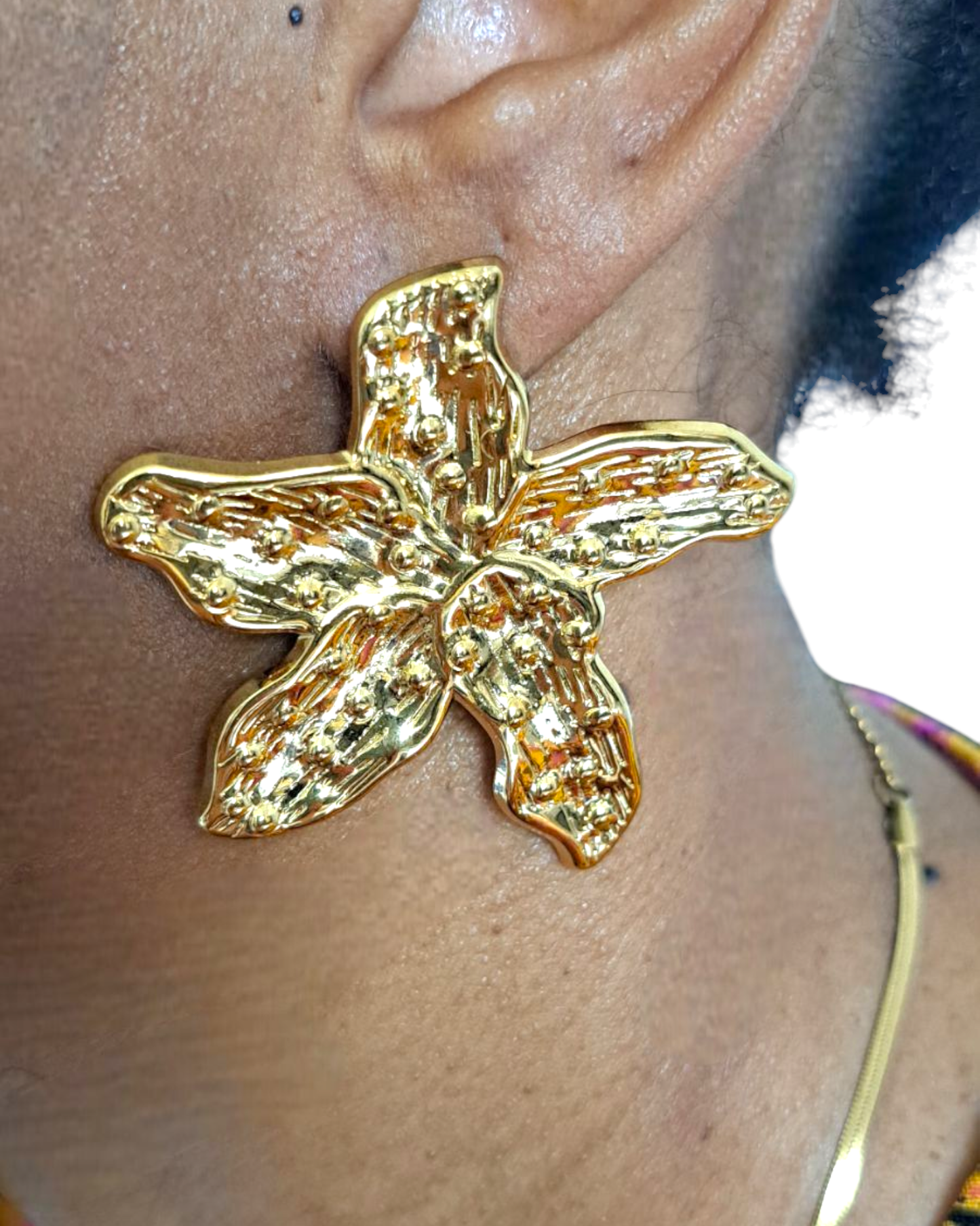 Boucles D'oreilles FLORA - Fleurs En Acier Inoxydable Doré