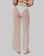 Pantalon de plage femme blanc transparent 