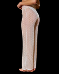 Pantalon de plage femme blanc transparent 