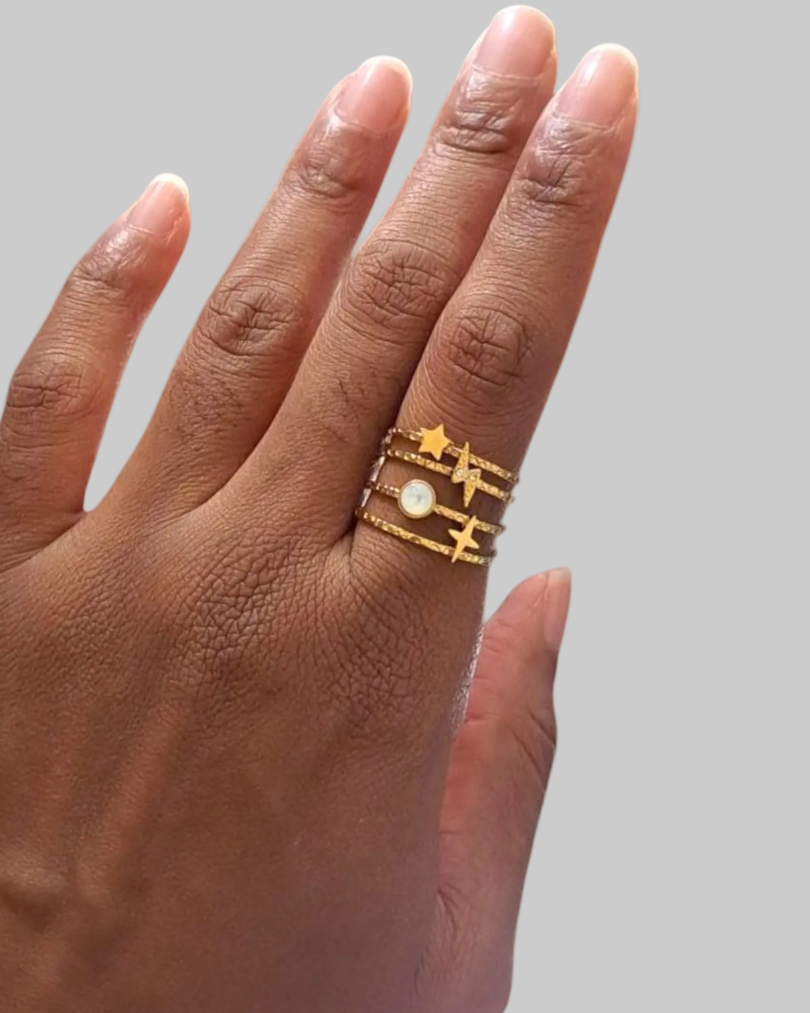 Bague ouverte femme en acier inoxydable doré 