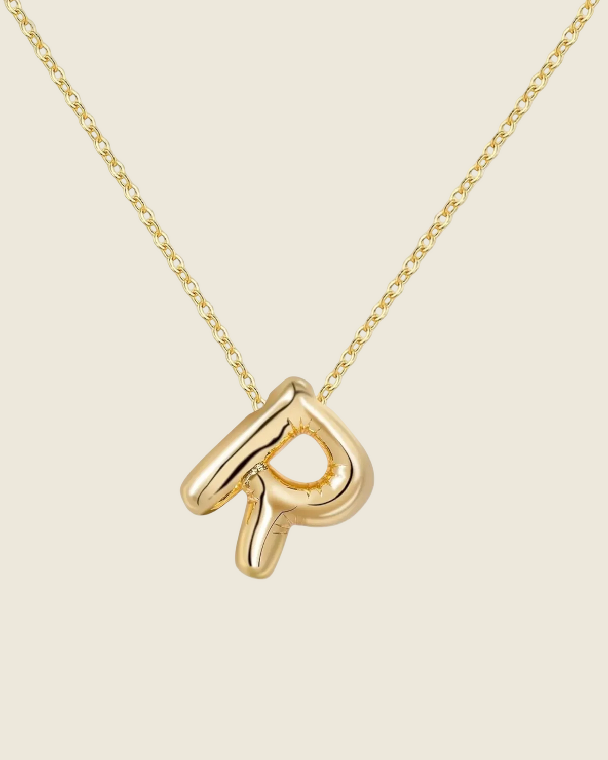 Collier doré à chaîne fine avec pendentif lettre HRbombé