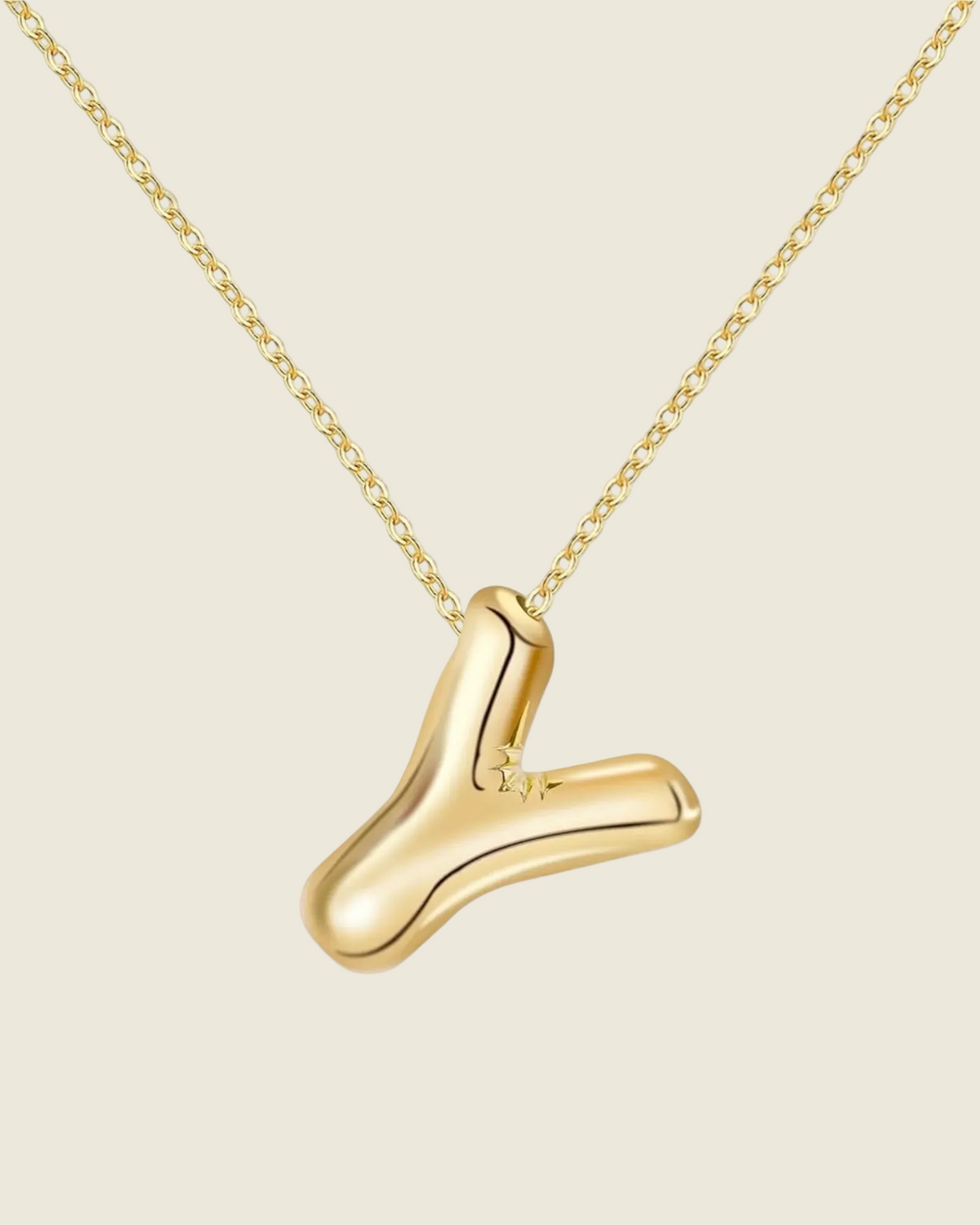 Collier doré à chaîne fine avec pendentif lettre Y bombé