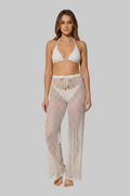Pantalon de plage femme blanc transparent