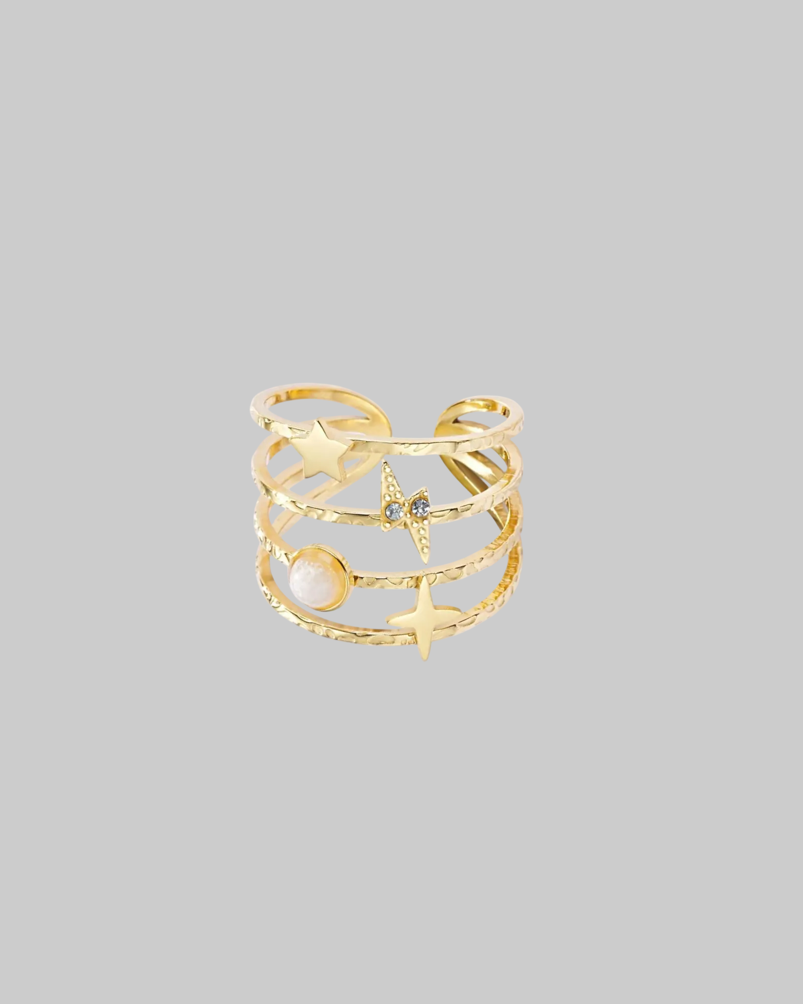 Bague ouverte femme en acier inoxydable doré 