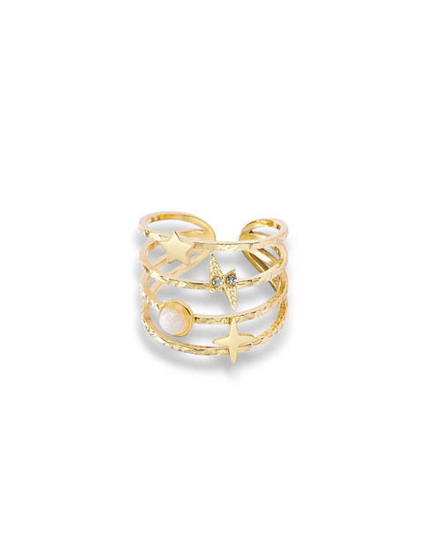 Bague ouverte femme en acier inoxydable doré 