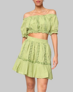 Ensemble Vert : Top Epaules dénudées et Jupe - MY SWIMWEARS SHOP
