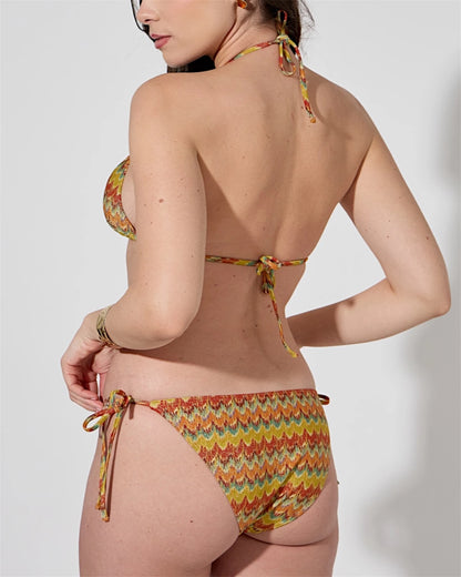 Set bikini triangle ondulé pailleté détails bijoux