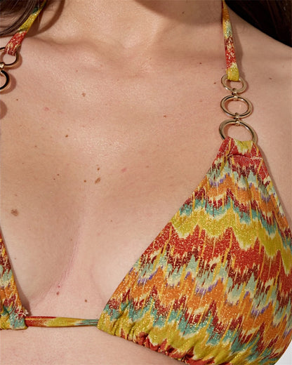 Set bikini triangle ondulé pailleté détails bijoux