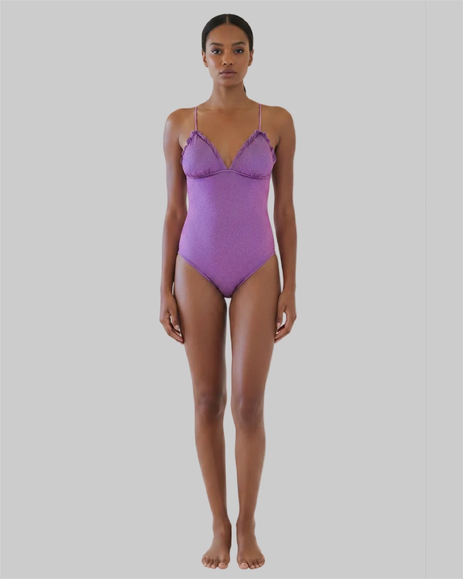 Maillot de bain 1 pièce violet scintillant