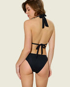 Bikini noir texturé • Anneaux effet marbre
