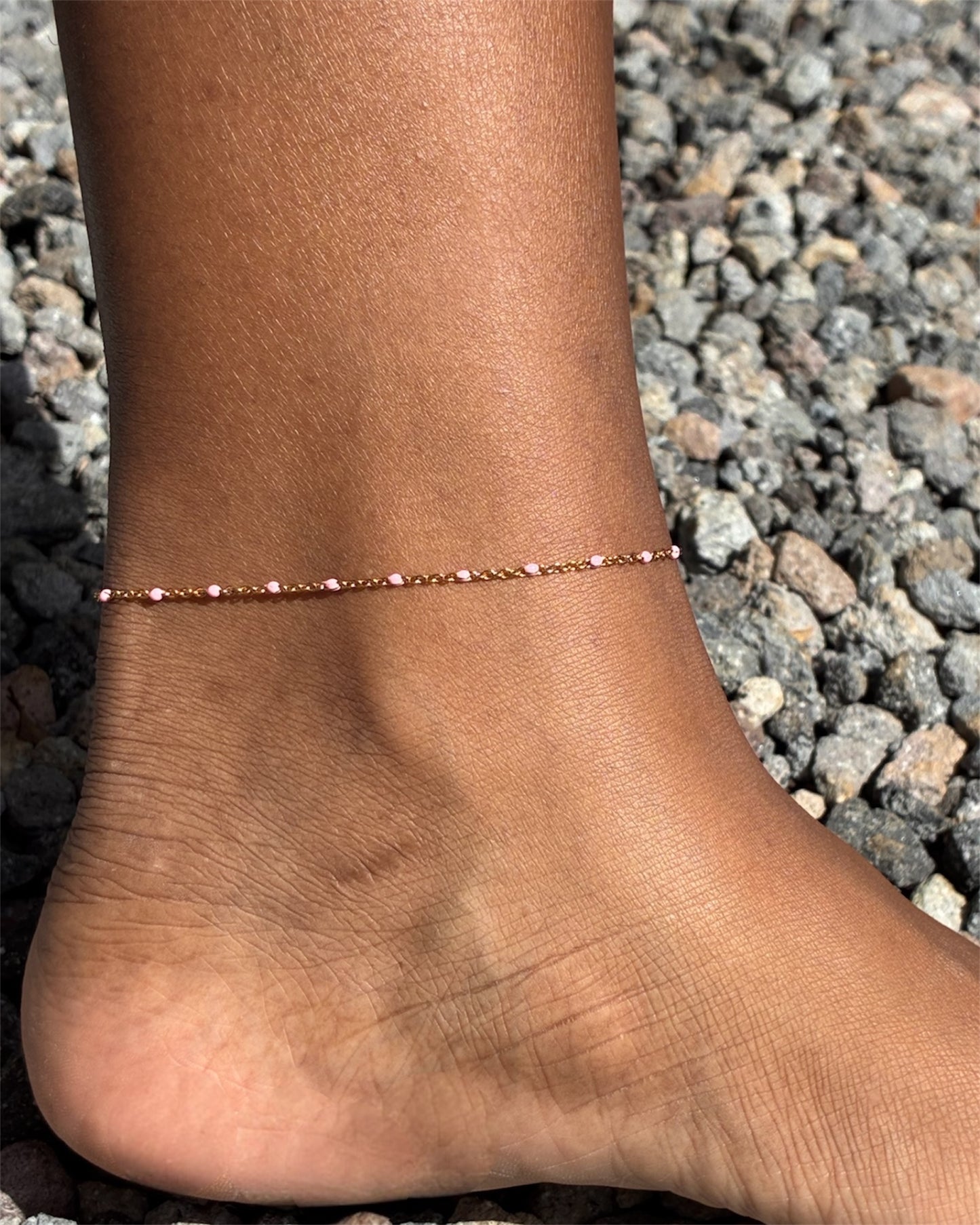 Chaîne de cheville rose en acier inoxydable