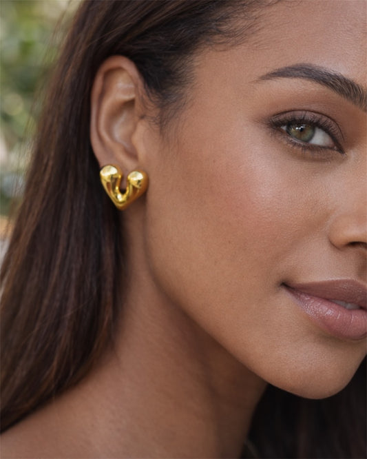 BOUCLES D’OREILLES CŒURS EN ACIER INOXYDABLE DORÉ