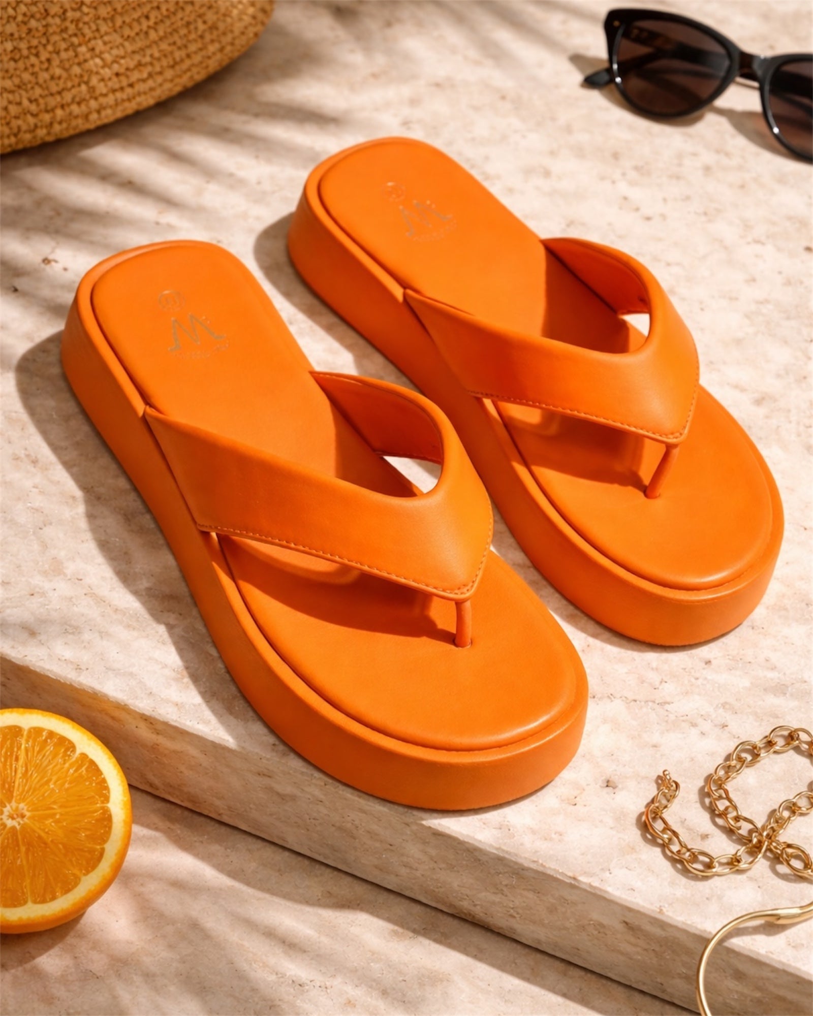 Sandales plate-forme orange 