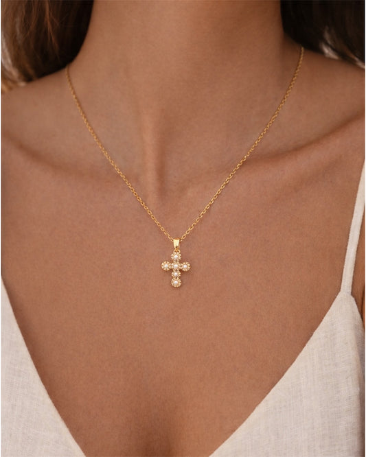 COLLIER CROIX CHRÉTIENNE EN ACIER INOXYDABLE DORÉ