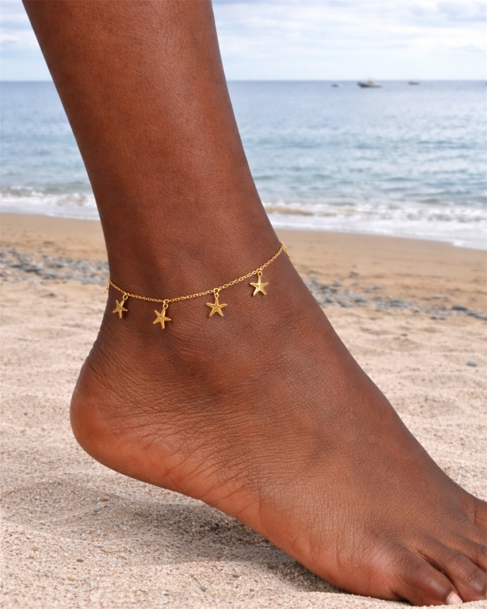 Chaîne de cheville en acier inoxydable doré 