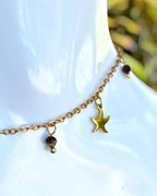 Chaîne de cheville dorée • étoiles de mer & perles colorées