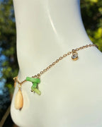 Chaîne de cheville en acier inoxydable doré avec pendentifs coquillages et perles