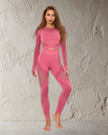 Ensemble de Sport Femme Rose • Legging Taille Haute & Top Manches Longues