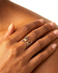 Bague ouverte papillon • zirconium & acier inoxydable doré