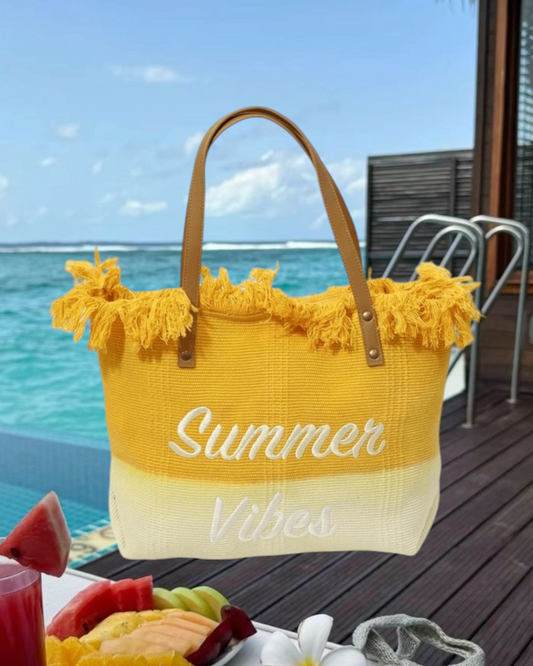 SAC CABAS PLAGE JAUNE