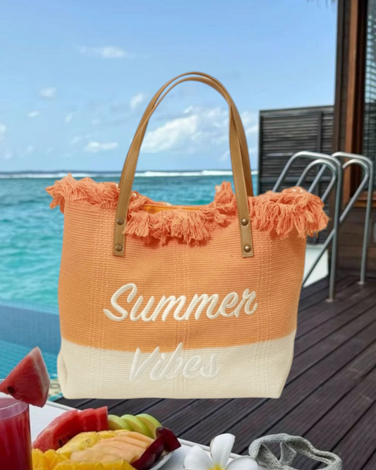 SAC CABAS PLAGE ORANGE