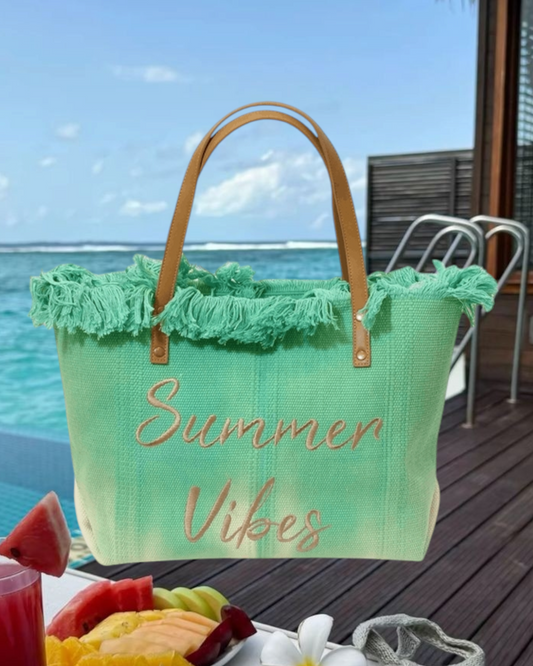 SAC CABAS PLAGE VERT CLAIR