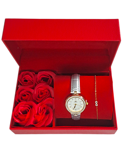 Coffret Cadeau Femme Montre grise et Bracelet