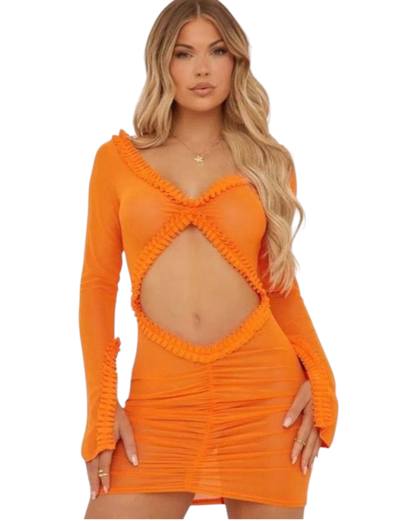 Robe Sexy Courte Transparente Orange - MY SWIMWEARS SHOP
