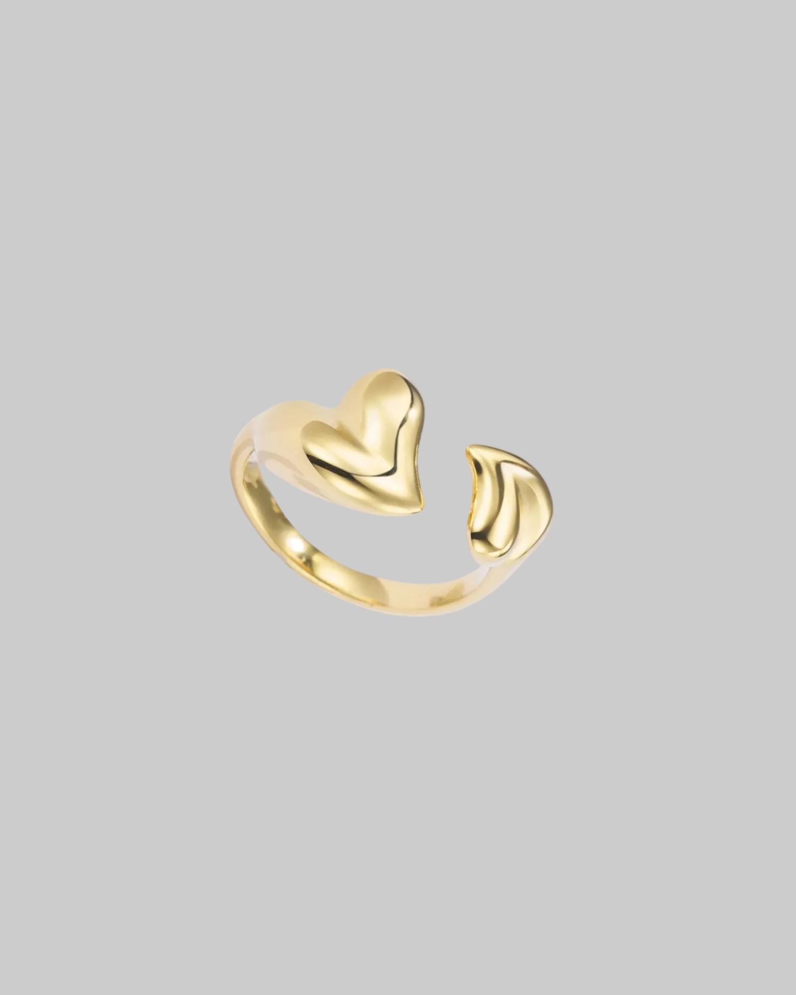 bague coeurs en acier inoxydable dore
