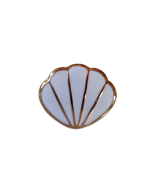 bague coquillage blanc en acier inoxydable doré